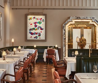The beautiful artwork and design of the room at Claridge's restaurant